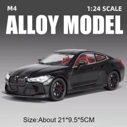1:24 M3 GTR M4 Alloy Miniature Model Toy Diecast Cars Front Wheel Steering Doors Opened Sound Light Collect Models for Boy Gifts