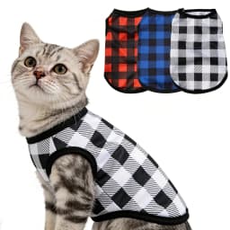 Soft Cat Clothes Breathable Plaid Print Sleeveless Pet Vest Cozy Kitten Shirt For Small Medium Dogs Cats Puppy Sphynx Apparel