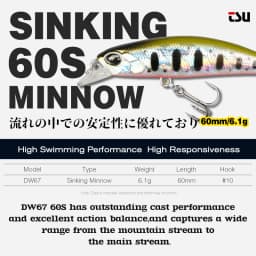 TSURINOYA Sinking Minnow 60S 60mm 6.1g DW67 New Fishing Lures Professional Hard Lure Pencil Wobbler Crankbait Bass Pike Baits