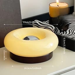 Cute Donut Touch Desk Lamp Bauhaus Design Bedroom Bedside Ambient Light Solid Wood Charging Lamps