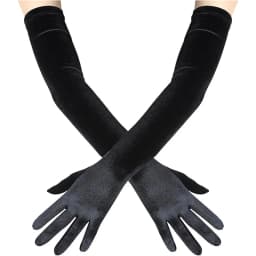 53cm Women Velvet Long Warm Evening Dress Elegant Etiquette Black Elasticity Gloves Retro Style Banquet Party Accessories