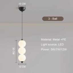 Designer Led Pendant Chandelier for Cafe Bar Bedroom Bedside Kitchen 4 Heads Round Ball Hanging Lighting Fixture Home Decor