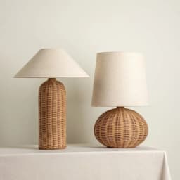 Wabi-sabi Retro Desk Lamp Bedroom Bedside fabric Table Lamp Medieval Hotel Rattan Fujii Weaving Atmosphere Home Decor E27
