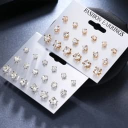 Sparkling 9/18-Pairs Classic Stud Earrings Set for Women,Rhinestone Studded, Perfect for Everyday Wear and Festive Celebrations