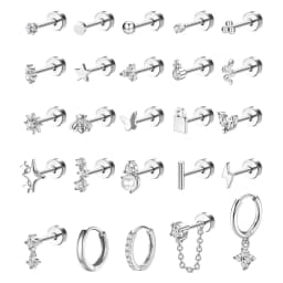 Bobisty 1pc Earrings for Sensitive Ears Surgical Stainless Steel Earrings for Women Dainty Flat Back Earring Stud Hoop Cartilage