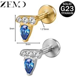 ZEMO 1 Piece ASTM F136 Titanium Colorful Lip Piercing Women Men 16G Flower Grape CZ Crystal Lip Ear Stud Cartilage Helix Earring