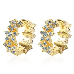 Clear Zirconia Flower 925 Sterling Silver Small Round Loop Huggies Hoop Earrings For Kids Baby Girls Children Jewellery Aros