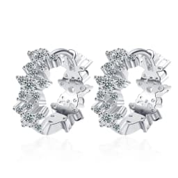 Clear Zirconia Flower 925 Sterling Silver Small Round Loop Huggies Hoop Earrings For Kids Baby Girls Children Jewellery Aros