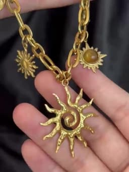 Trendy Sun Moon Shape Imitation Pearl Pendant Necklace Stainless Steel PVD Gold-plated Craft Gold Waterproof Women Jewelry Gift