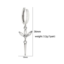 HECHENG,Hanging Rivet Cone Pendant Earrings Fashionable Women's Silver Color Accessories Party Jewelry