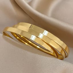 3pcs 18K Gold Plated Stainless Steel Bangle Bracelets for Women Glossy Simple Stacking Wrist Bracelet Waterproof Jewelry