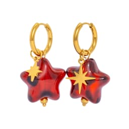 New Star Earrings for Women, Detachable Drop Dangle Pendant with 18K Gold Plated Huggie Hoops, Stainless Steel Hypoallergenic