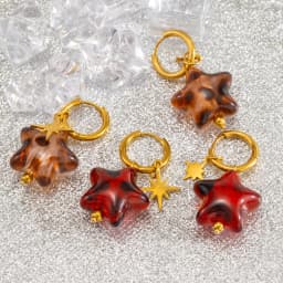 New Star Earrings for Women, Detachable Drop Dangle Pendant with 18K Gold Plated Huggie Hoops, Stainless Steel Hypoallergenic