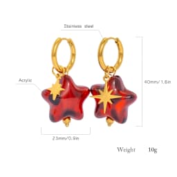 New Star Earrings for Women, Detachable Drop Dangle Pendant with 18K Gold Plated Huggie Hoops, Stainless Steel Hypoallergenic