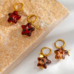 New Star Earrings for Women, Detachable Drop Dangle Pendant with 18K Gold Plated Huggie Hoops, Stainless Steel Hypoallergenic