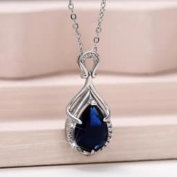 Huitan Elegant Special Women Pendant Necklace Inlaid Shining Blue CZ Trendy Party Accessories Charming Jewelry for Wedding Gift