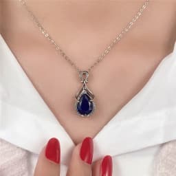 Huitan Elegant Special Women Pendant Necklace Inlaid Shining Blue CZ Trendy Party Accessories Charming Jewelry for Wedding Gift