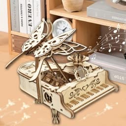 3D Wooden Puzzle Music Box Piano Model Kit DIY Assembly Musical Instrument Building Kits Home Decor Crafts Gift for Adults Kids