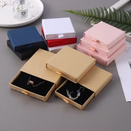 5pcs 9x9x1.7cm Kraft Paper Drawer Travel Jewelry Packaging Box Greeting Card Necklace Bracelet Earrings Gift Organizer Case Box