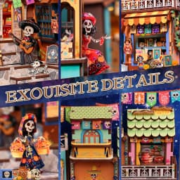 Original CUTEBEE DIY Book Nook Day of the Dead Booknook Plaza De Los Muertos Mexican Folklore Bookshelf Insert Decor DIY Craft