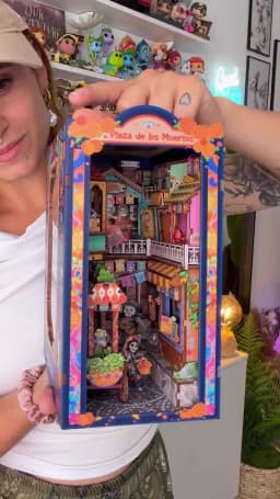 Original CUTEBEE DIY Book Nook Day of the Dead Booknook Plaza De Los Muertos Mexican Folklore Bookshelf Insert Decor DIY Craft