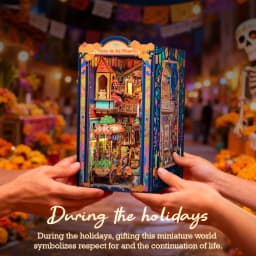 Original CUTEBEE DIY Book Nook Day of the Dead Booknook Plaza De Los Muertos Mexican Folklore Bookshelf Insert Decor DIY Craft