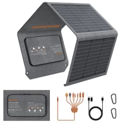 MHPOWOS 120W / 40W Portable Solar Panel, 19V ETFE Foldable Solar Charger for Power Station,QC3.0 USB-A &Type-C Output for Phones