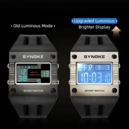 SYNOKE Men's Digital Sport Watch, Waterproof Square Wristwatch with Alarm Stopwatch, EL Luminous, Shockproof, 12/24H, Date Week