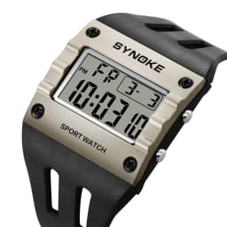 SYNOKE Men's Digital Sport Watch, Waterproof Square Wristwatch with Alarm Stopwatch, EL Luminous, Shockproof, 12/24H, Date Week