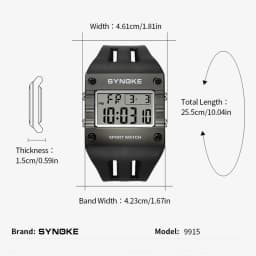 SYNOKE Men's Digital Sport Watch, Waterproof Square Wristwatch with Alarm Stopwatch, EL Luminous, Shockproof, 12/24H, Date Week