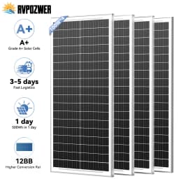 RVPOZWER 12.8V 400/200/100W Rigid Solar Panel 12BB N-Type Solar Cells Monocrystalline Silicon Waterproof Solar Panel Home/RV