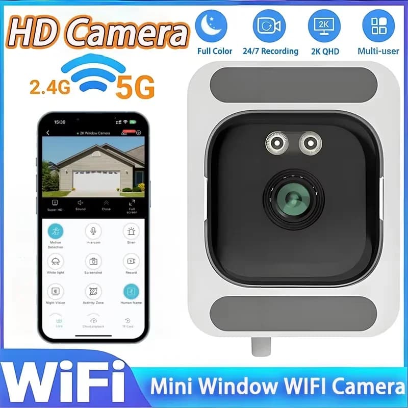 New 2.4/5GHz Wifi Window 1080 HD Camera 3MP Full Color Night Vision Indoor Security Mini Stickable Window Monitoring Camera