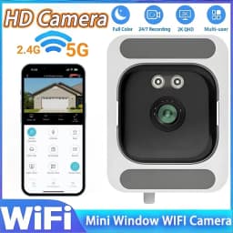 New 2.4/5GHz Wifi Window 1080 HD Camera 3MP Full Color Night Vision Indoor Security Mini Stickable Window Monitoring Camera
