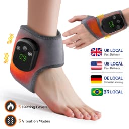 Heated Wrist & Foot Massager for Home Comfort Cordless Hand Wrist Wrap with 5 Heat & 3 Vibration Modes Ankle Massager Belt