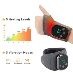 Heated Wrist & Foot Massager for Home Comfort Cordless Hand Wrist Wrap with 5 Heat & 3 Vibration Modes Ankle Massager Belt