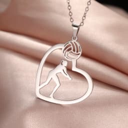 Unift Volleyball  in Heart Necklaces for Women Player Fan Stainless Steel Pendant Neck Chain Fashion Geometry Sport Jewelry