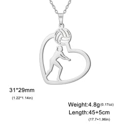 Unift Volleyball  in Heart Necklaces for Women Player Fan Stainless Steel Pendant Neck Chain Fashion Geometry Sport Jewelry