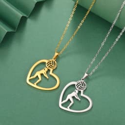 Unift Volleyball  in Heart Necklaces for Women Player Fan Stainless Steel Pendant Neck Chain Fashion Geometry Sport Jewelry