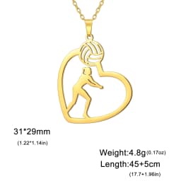Unift Volleyball  in Heart Necklaces for Women Player Fan Stainless Steel Pendant Neck Chain Fashion Geometry Sport Jewelry