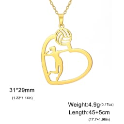 Unift Volleyball  in Heart Necklaces for Women Player Fan Stainless Steel Pendant Neck Chain Fashion Geometry Sport Jewelry