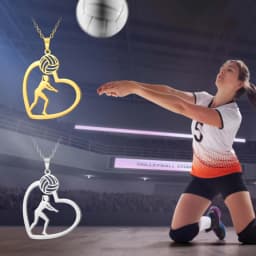 Unift Volleyball  in Heart Necklaces for Women Player Fan Stainless Steel Pendant Neck Chain Fashion Geometry Sport Jewelry