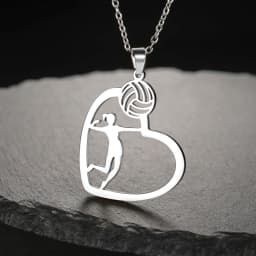 Unift Volleyball  in Heart Necklaces for Women Player Fan Stainless Steel Pendant Neck Chain Fashion Geometry Sport Jewelry