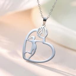 Unift Volleyball  in Heart Necklaces for Women Player Fan Stainless Steel Pendant Neck Chain Fashion Geometry Sport Jewelry