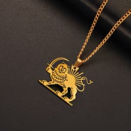 Persian Empire Lion & Sun Necklace Vintage Persia Royal Iran Lion Necklace Stainless Steel Historical Persian Symbol Necklace