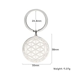 EUEAVAN Hollow Flower of Life Pendant Keychain Stainless Steel Religion Mandala Symbol Keyring Mystical Ancient Egyptian Jewelry