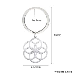 EUEAVAN Hollow Flower of Life Pendant Keychain Stainless Steel Religion Mandala Symbol Keyring Mystical Ancient Egyptian Jewelry