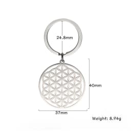 EUEAVAN Hollow Flower of Life Pendant Keychain Stainless Steel Religion Mandala Symbol Keyring Mystical Ancient Egyptian Jewelry