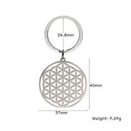 EUEAVAN Hollow Flower of Life Pendant Keychain Stainless Steel Religion Mandala Symbol Keyring Mystical Ancient Egyptian Jewelry