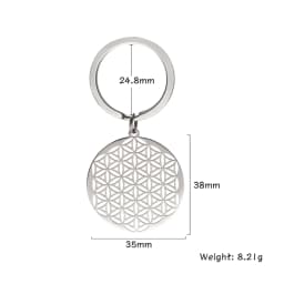 EUEAVAN Hollow Flower of Life Pendant Keychain Stainless Steel Religion Mandala Symbol Keyring Mystical Ancient Egyptian Jewelry