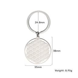 EUEAVAN Hollow Flower of Life Pendant Keychain Stainless Steel Religion Mandala Symbol Keyring Mystical Ancient Egyptian Jewelry